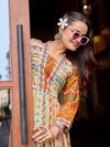 Cream Colour Rayon Print Gown Collection Suppliers In India Aaradhna 2032